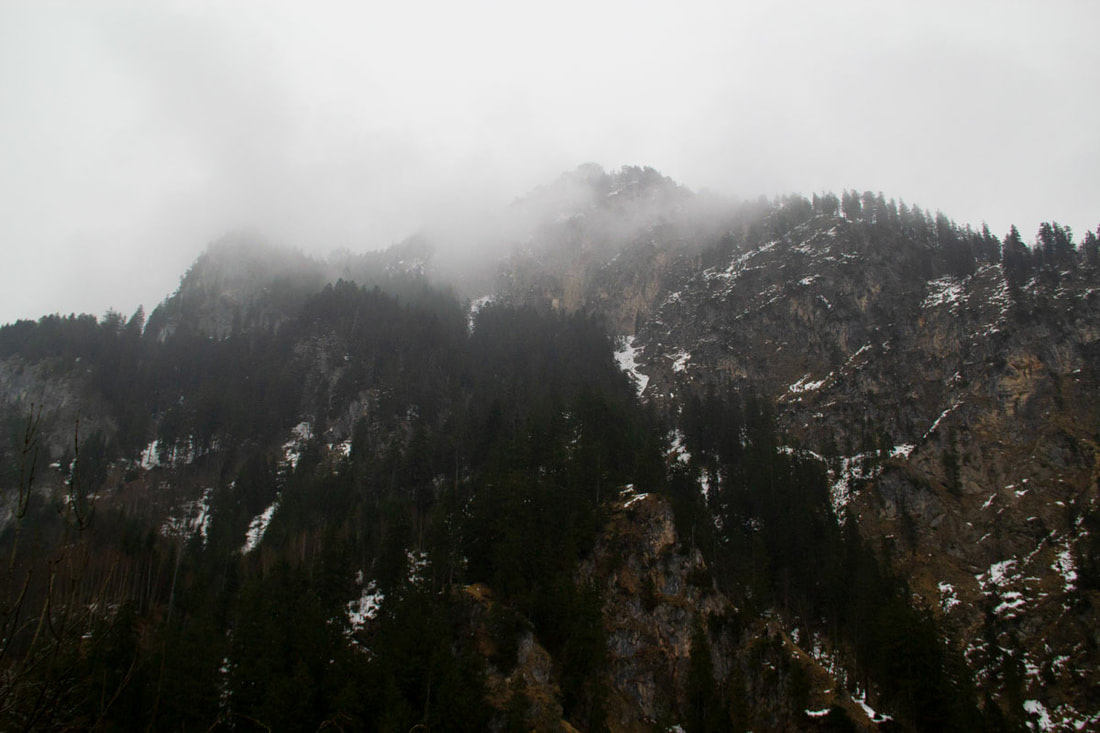 Mountains with mist on top 