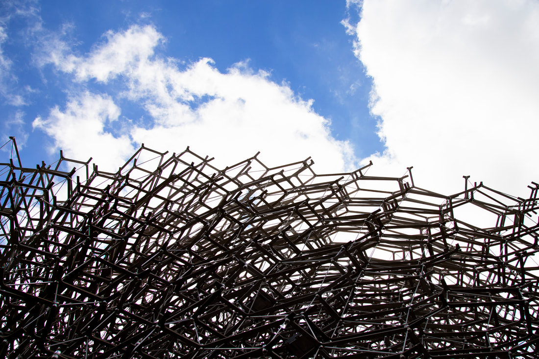 Nest shape architecture with blue sky in the background
